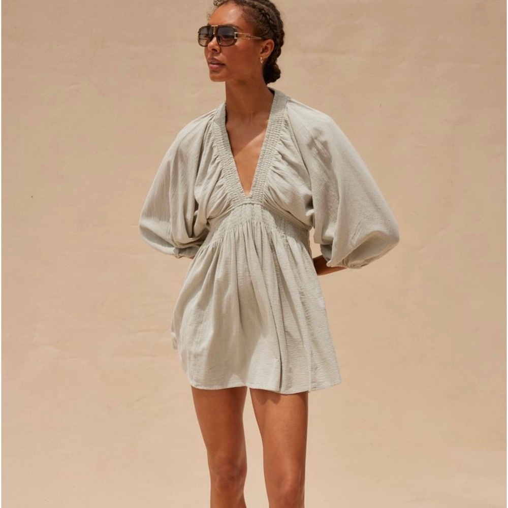 Free People For the Moment Mini Dress in light green